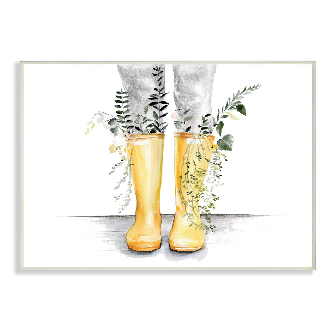 Stupell Industries Yellow Rainboot Bouquets Chic Wildflower Foliage Wall Plaque